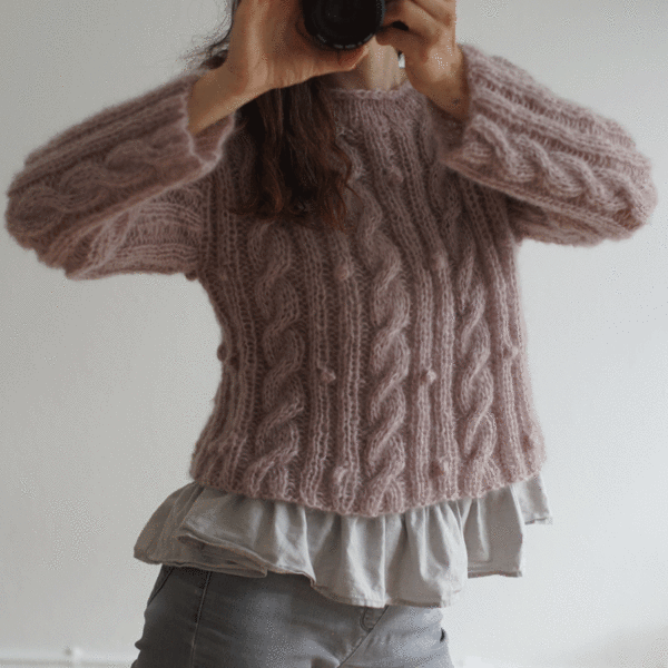 Gepard Mohairsweater kort med snoninger og bobler
