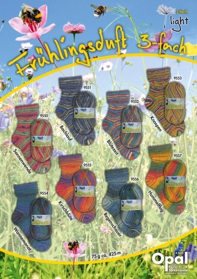 Opal strømpegarn Light Fruhlingsduft 3-trd