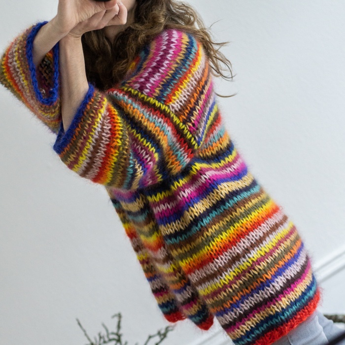 Gepard Gefion multistribet cardigan i mohair D